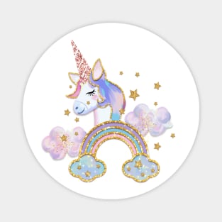 Unicorn Rainbow Glitter Magnet